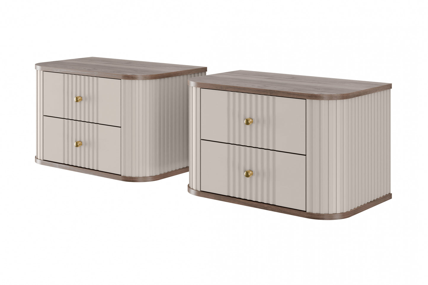 Naktsskapītis (2) Vespa 56/48/38 cm kašmirs/rieksts/zelts - N1 Home