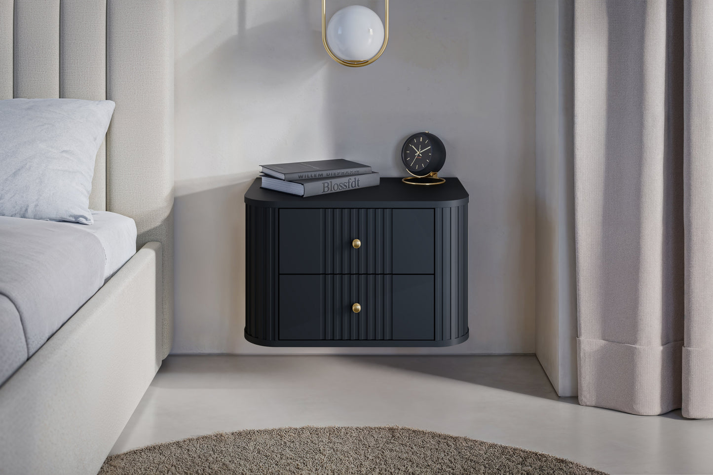 Naktsskapītis (2) Vespa 56/48/38 cm melns/zelts - N1 Home