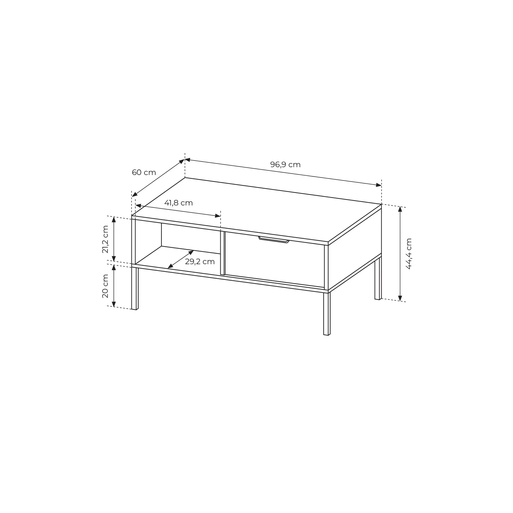 Kafijas galdiņš Larsi 96/44/60 cm melns - N1 Home