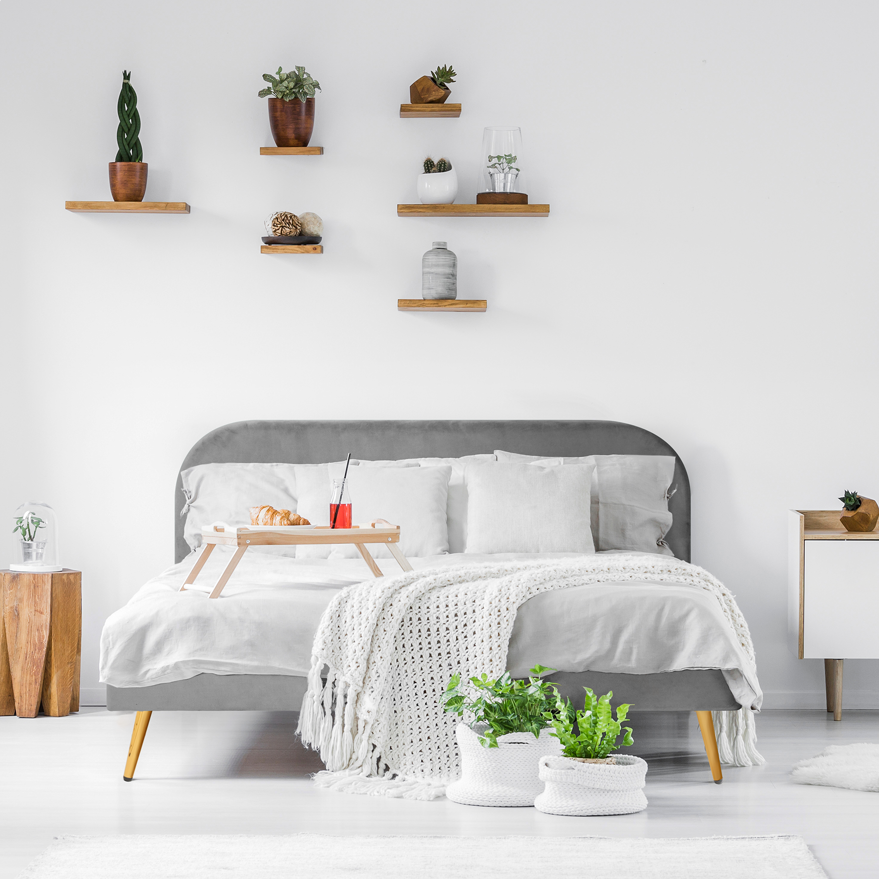 VENLO samta gulta pelēka 160x200 cm - N1 Home