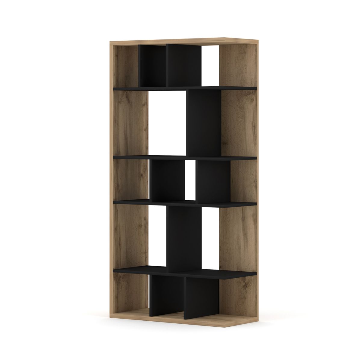 Grāmatu skapis BELLUNO OAK WOTAN/BLACK 80x35x160 cm - N1 Home