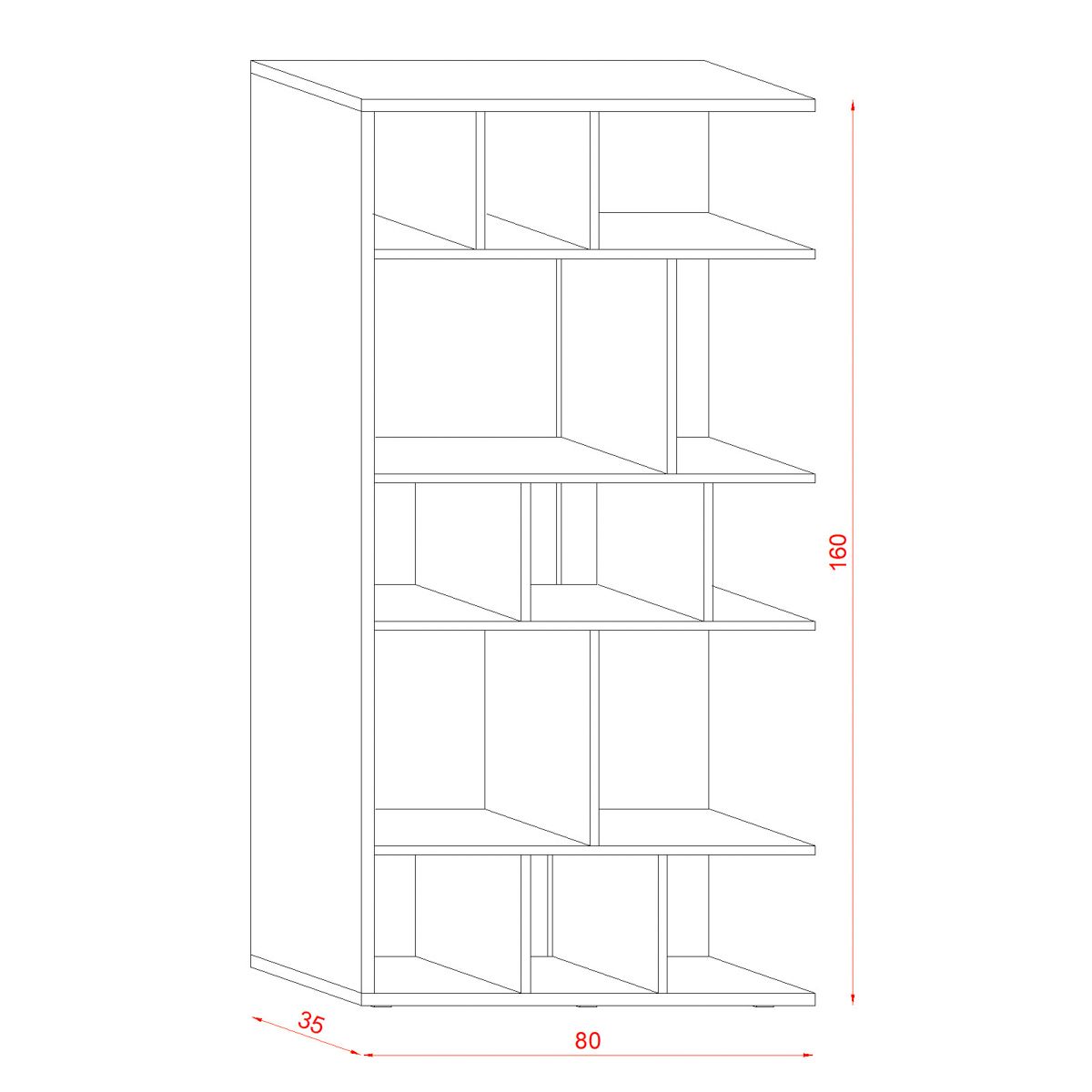 Grāmatu skapis BELLUNO OAK WOTAN/BLACK 80x35x160 cm - N1 Home