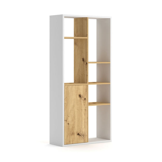 Grāmatu skapis NUORO WHITE/ OAK ARTISAN 75x30x160 cm - N1 Home