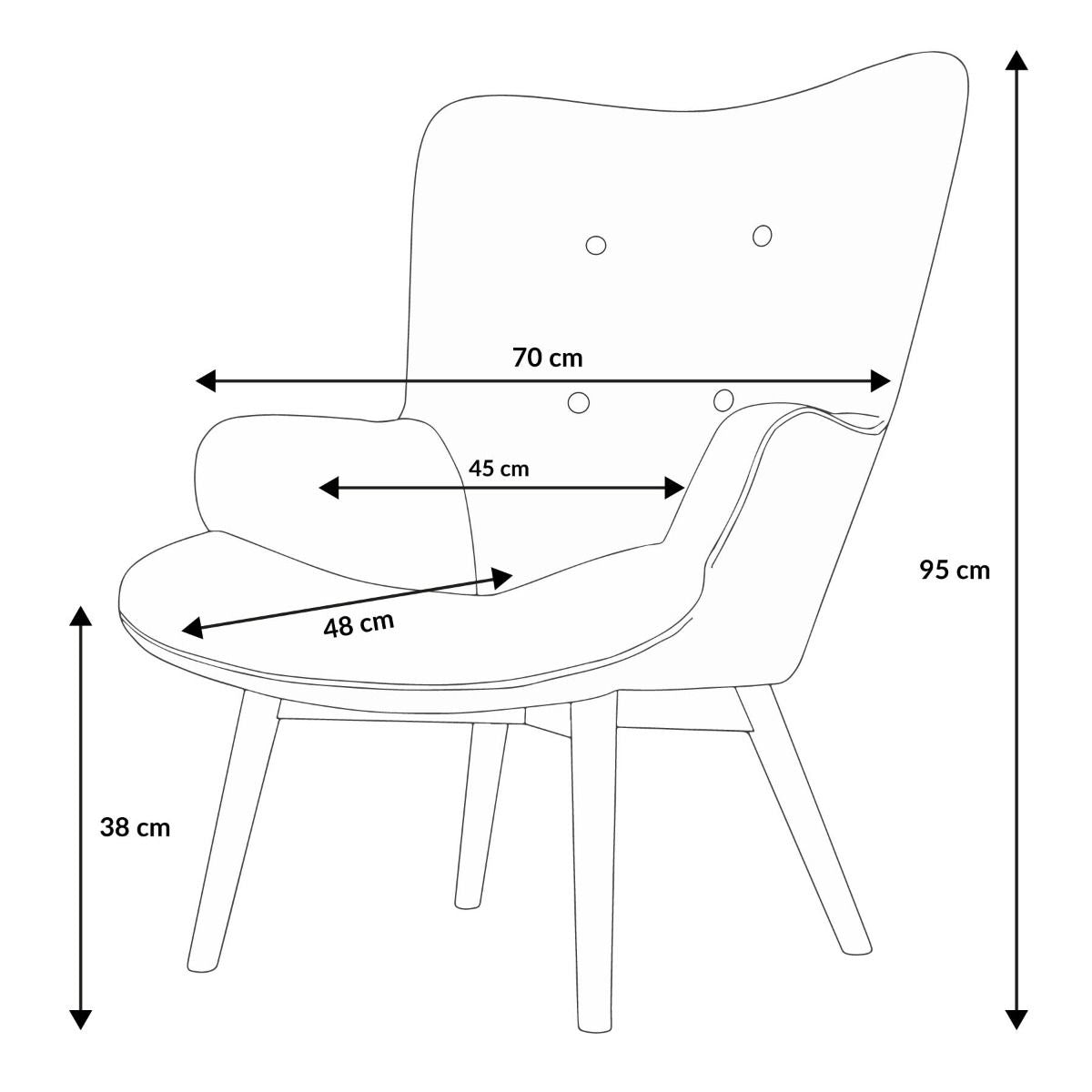 Samta melns krēsls MOSS 70x95 cm - N1 Home